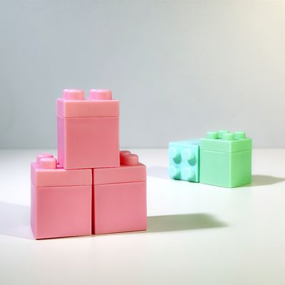 Disposable Plastic PP Cosmetic Cup with 8ml Capacity Food Grade Building Block Design for Facial Cream Lotion