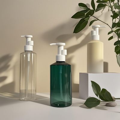 Chai đựng vòi xịt lotion hình trụ PET 300ml-500ml dùng cho bao bì mỹ phẩm với in logo tùy chỉnh