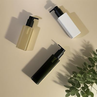 Chai nhựa PET hình vuông với nắp nhấn niêm phong dùng cho bao bì mỹ phẩm và chăm sóc cá nhân với màu sắc tùy chỉnh