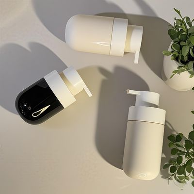 chai mỡ hình tròn PET mỹ phẩm với máy bơm báo chí và tùy chỉnh màu sắc in màn hình lụa cho bao bì làm đẹp