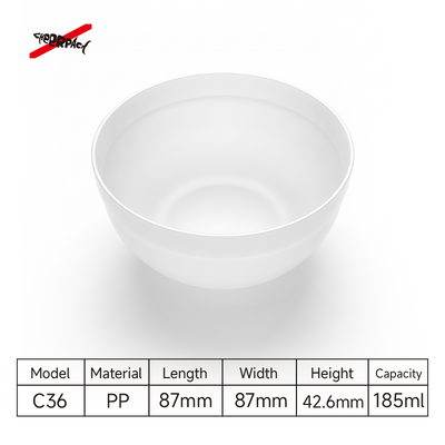C36 Food-Grade PP Mask Mixing Bowl 185ml ∙ Beauty Salon Use ∙ Lý tưởng để trộn bột mặt nạ & kem làm đẹp cho salon làm đẹp & nhà chăm sóc da DIY. Thiết kế đáy phẳng chống trượt chắc chắn. Mua bán buôn ngay.