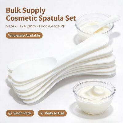 S1247 Food Grade PP Cosmetic Mixing Spatula For Beauty Salon. Lý tưởng để trộn bột mặt nạ và kem làm đẹp. Hoàn hảo cho các phòng làm đẹp, phòng spa và chăm sóc da tại nhà. bán buôn có sẵn.